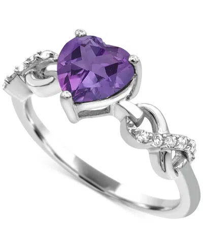 Macy's Lab-created Ruby 1-1/3 Ct. T.w. And Lab-created White Sapphire 1/5 Ct. T.w. Heart Promise Ring In St In Purple