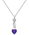 Macy's Lab-created Ruby 1-1/3 Ct. T.w. Lab-created White Sapphire 1/6 Ct. T.w. Heart Infinity Pendant In St In Purple