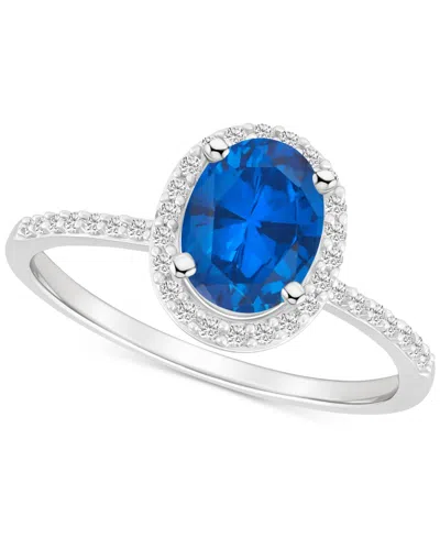 Macy's Lab-created Ruby (1-1/4 Ct. T.w.) & Lab-created White Sapphire (1/5 Ct. T.w.) Halo Ring In 10k White In Sapphire,white Gold