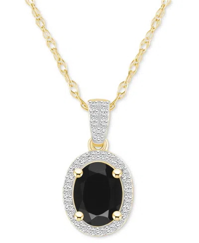 Macy's Lab-created Ruby (1-1/4 Ct. T.w.) & Lab-created White Sapphire (1/6 Ct. T.w.) Oval Halo 18" Pendant In Onyx,gold