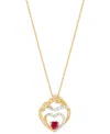Macy's Lab Created Ruby (1/3 Ct. T.w.) & Diamond (1/10 Ct. T.w.) Heart Pendant Necklace In 14k Yellow Gold- In Ruby