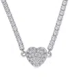 Macy's Lab-created Ruby (13 Ct. T.w.) & Lab Created White Sapphire (1-1/4 Ct. T.w.) Heart 17" Pendant Neckl In White Sapphire