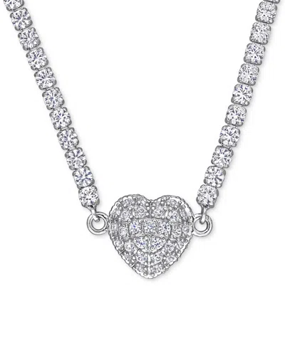 Macy's Lab-created Ruby (13 Ct. T.w.) & Lab Created White Sapphire (1-1/4 Ct. T.w.) Heart 17" Pendant Neckl