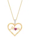 Macy's Lab-created Ruby (1/4 Ct. T.w.) & Diamond Accent Mom Heart Pendant Necklace In 14k Yellow Gold-plate In Ruby
