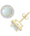 Macy's Lab-created Ruby (2 Ct. T.w.) & Lab-created White Sapphire (1/5 Ct. T.w.) Halo Stud Earrings In 10k In Opal,gold