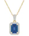 Macy's Lab Created Ruby (2 Ct. T.w.) & Lab Created White Sapphire (1/5 Ct. T.w.) Rectangle Pendant Necklace In Sapphire,gold