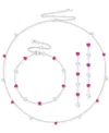 Macy's Lab Created Ruby (5-1/2 Ct. T.w.) & White Sapphire (5-1/2 Ct. T.w.) Heart Necklace, Bracelet & Earri In Ruby