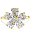 Macy's Lab-created White Sapphire 3-5/8 Ct. T.w. Flower Statement Ring With Diamond Accent In 14k Gold-plat In White
