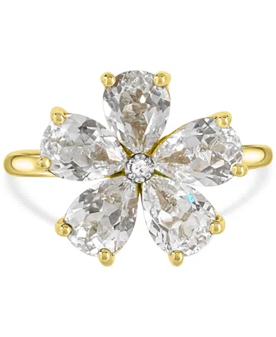 Macy's Lab-created White Sapphire 3-5/8 Ct. T.w. Flower Statement Ring With Diamond Accent In 14k Gold-plat