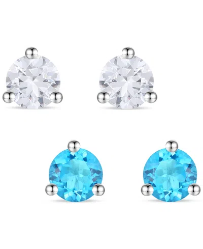 Macy's Lab Grown 2-pc. Set Lab Grown Blue Sapphire (1/3 Ct. T.w.) & Lab Grown White Sapphire (1/3 Ct. T.w.) In Multi