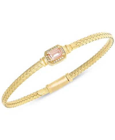 Macy's Morganite (1/2 Ct. T.w.) & White Topaz (1/5 Ct. T.w.) Weave Link Bangle Bracelet In 14k Gold-plated