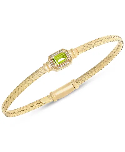 Macy's Garnet & White Topaz (1/5 Ct. T.w.) Woven Bangle Bracelet In 14k Gold-plated Sterling Silver (also I In Peridot