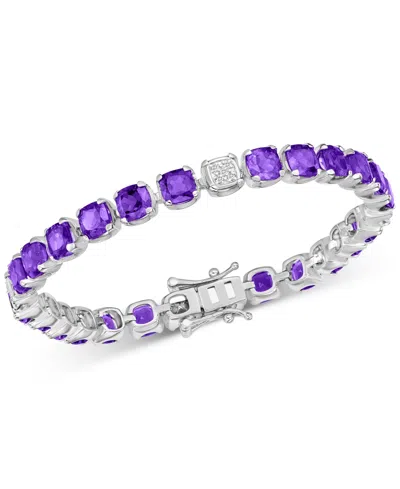 Macy's Lab Grown Amethyst & Diamond Accent Flex Bracelet In Sterling Silver (also Available In Blue Topaz &