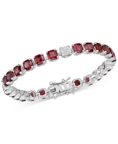 Macy's Lab Grown Amethyst & Diamond Accent Flex Bracelet In Sterling Silver (also Available In Blue Topaz & In Garnet