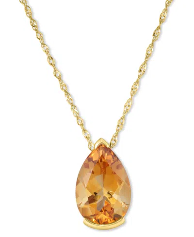 Macy's Amethyst Pear Solitaire 18" Pendant Necklace (2-1/2 Ct. T.w.) In 14k White Gold, 16" + 2" Extender ( In Citrine