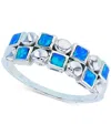 Macy's Lab-created Blue Opal Inlay Ring In Sterling Silver In Blue Opal