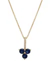 Macy's Lab-grown Blue Sapphire (1-1/10 Ct. T.w.) & Diamond (1/20 Ct. T.w.) Trillium 18" Pendant Necklace In In Sapphire