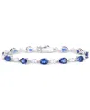 Macy's Lab Grown Blue Sapphire (10-1/2 Ct. T.w.) & Lab Grown White Sapphire (2-3/4 Ct. T.w.) Pear Link Brac In Blue Sapphire