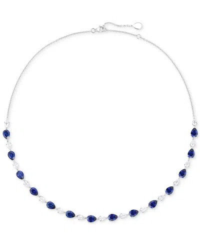 Macy's Lab Grown Blue Sapphire (12-1/3 Ct. T.w.) & Lab Grown White Sapphire (3-1/2 Ct. T.w.) Pear Collar Ne