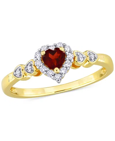 Macy's Lab-grown Blue Sapphire (1/4 Ct. T.w.), Lab-grown White Sapphire (1/8 Ct. T.w.), & Diamond Accent He In Garnet