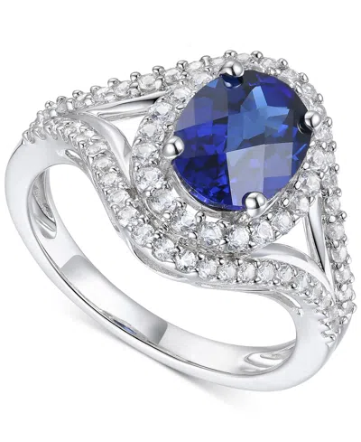 Macy's Lab-grown Blue Sapphire (2 Ct. T.w.) And White Sapphire (3/4 Ct. T.w.) In Sterling Silver