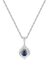 Macy's Lab-grown Blue Sapphire (3/4 Ct. T.w.) & Lab-grown White Sapphire (1/3 Ct. T.w.) Framed 18" Pendant In Sapphire