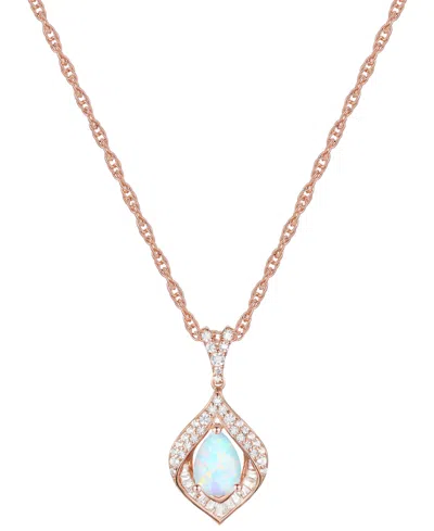 Macy's Lab-grown Blue Sapphire (3/4 Ct. T.w.) & Lab-grown White Sapphire (1/3 Ct. T.w.) Framed 18" Pendant In Pink