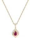 Macy's Lab-grown Blue Sapphire (3/4 Ct. T.w.) & Lab-grown White Sapphire (1/3 Ct. T.w.) Framed 18" Pendant In Ruby