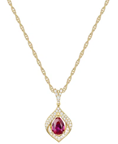 Macy's Lab-grown Blue Sapphire (3/4 Ct. T.w.) & Lab-grown White Sapphire (1/3 Ct. T.w.) Framed 18" Pendant In Ruby