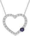 Macy's Lab-grown Blue Sapphire (3/8 Ct. T.w.) & Lab-grown White Sapphire (1-1/6 Ct. T.w.) Open Heart 18" Pe In Sapphire