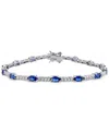 Macy's Lab-grown Blue Sapphire (5-5/8 Ct. T.w.) & Lab-grown White Sapphire (1-1/8 Ct. T.w.) Link Bracelet I In Sapphire