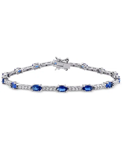 Macy's Lab-grown Blue Sapphire (5-5/8 Ct. T.w.) & Lab-grown White Sapphire (1-1/8 Ct. T.w.) Link Bracelet I