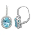 Macy's Lab Grown Blue Sapphire (6-1/3 Ct. T.w.) & Lab Grown White Sapphire (1/2 Ct. T.w.) Halo Oval Leverba In Metallic