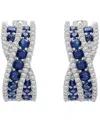 Macy's Lab Grown Blue Sapphire (7/8 Ct. T.w.) And White Sapphire (1/5 Ct. T.w.) Twist Earrings In Sterling  In Metallic