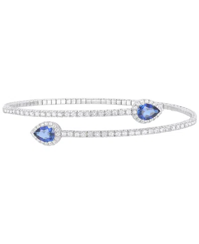 Macy's Lab Grown Emerald (1-1/4 Ct. T.w.) & White Sapphire Accent Flex Wrap Bracelet In Sterling Silver (al