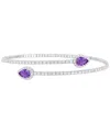 Macy's Lab Grown Emerald (1-1/4 Ct. T.w.) & White Sapphire Accent Flex Wrap Bracelet In Sterling Silver (al In Amethyst