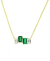 Macy's Lab-grown Emerald (1-1/5 Ct. T.w.) & Lab-grown White Sapphire (3/4 Ct. T.w.) Four Stone 18" Collar N In Emerald