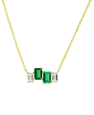 Macy's Lab-grown Emerald (1-1/5 Ct. T.w.) & Lab-grown White Sapphire (3/4 Ct. T.w.) Four Stone 18" Collar N