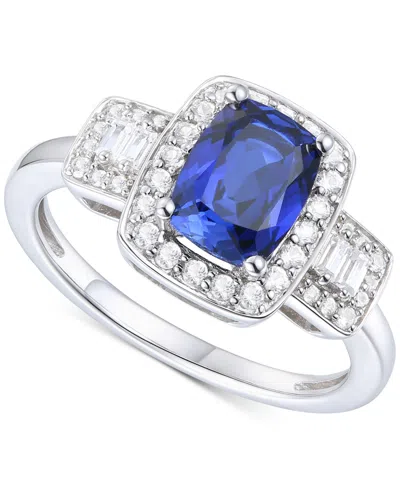 Macy's Lab-grown Emerald (1 Ct. T.w.) & Lab-grown White Sapphire (1/2 Ct. T.w.) Halo Statement Ring In 14k