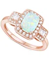Macy's Lab-grown Emerald (1 Ct. T.w.) & Lab-grown White Sapphire (1/2 Ct. T.w.) Halo Statement Ring In 14k In Opal