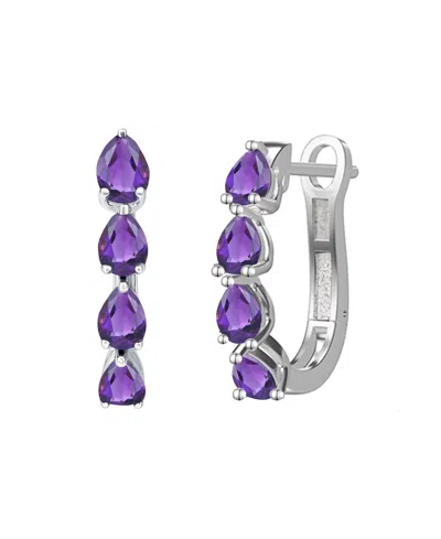 Macy's Lab Grown Emerald (1 Ct. T.w.) Earrings In Sterling Silver (also Available In Multi-stones) In Blue