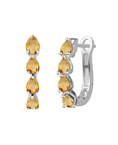 Macy's Lab Grown Emerald (1 Ct. T.w.) Earrings In Sterling Silver (also Available In Multi-stones) In Gray