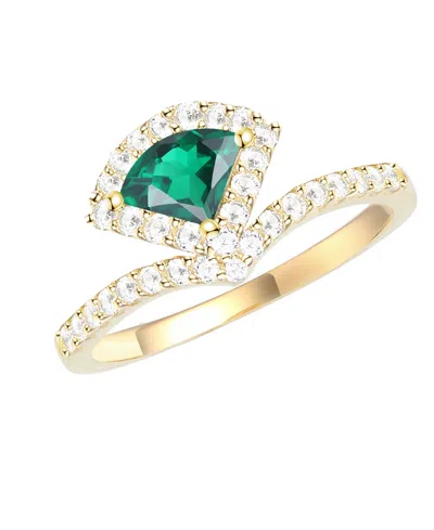 Macy's Lab-grown Emerald (1/2 Ct. T.w.) And Lab-grown White Sapphire (3/8 Ct. T.w.) Ring In 14k Gold Over S