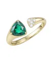 Macy's Lab-grown Emerald (1/2 Ct. T.w.) & White Sapphire (1/20 Ct. T.w.) Ring In 14k Gold Over Sterling Sil In Gold