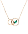 Macy's Lab-grown Emerald (1/4 Ct. T.w.) & Lab-grown White Sapphire (1/5 Ct. T.w.) Interlocking Circle 18" P In Emerald