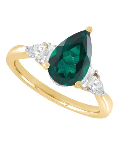 Macy's Lab Grown Emerald (2 Ct. T.w.) And Lab Grown White Sapphire (3/4 Ct. T.w.) Ring In 14k Yellow Gold-p