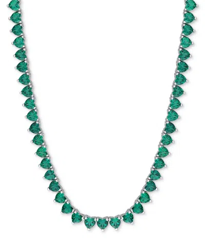 Macy's Lab Grown Emerald (24 Ct. T.w.) 18" Collar Necklace In Sterling Silver In Green