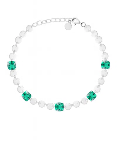 Macy's Lab Grown Emerald (4-1/5 Ct. T.w.) Bracelet In Sterling Silver (also Available In Ruby) In Neutral