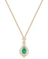 Macy's Emerald (5/8 Ct. T.w.) & Diamond (1/5 Ct. T.w.) Pear Halo 18" Pendant Necklace In 14k Gold (also In In Emerald
