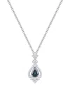 Macy's Emerald (5/8 Ct. T.w.) & Diamond (1/5 Ct. T.w.) Pear Halo 18" Pendant Necklace In 14k Gold (also In In Sapphire